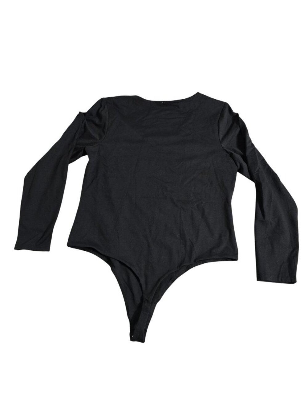 Nuud's Black Long Sleeve Bodysuit With Snap Closure - Size XXL
